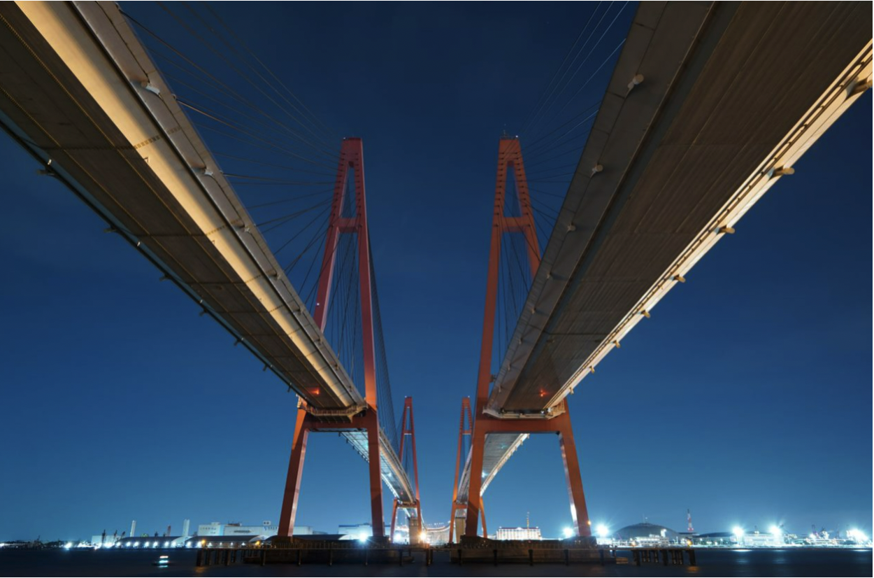 Wide angle shot under bridge