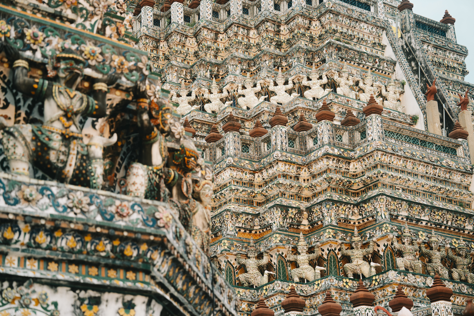 Rich facade details of the Wat Arun temple